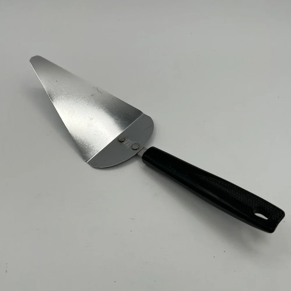 Vintage EKCO Pie Cake Server Chromium Plated Black Handle USA Made Kitchen Tool